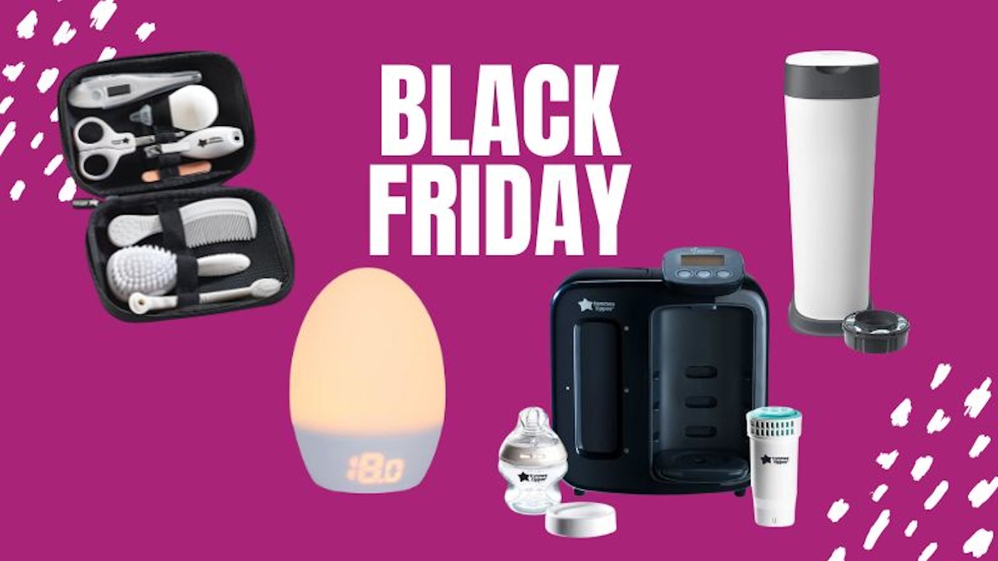 Black Friday Tommee Tippee products on a pink background