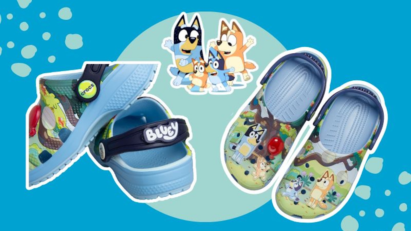 New Bluey crocs on a blue background