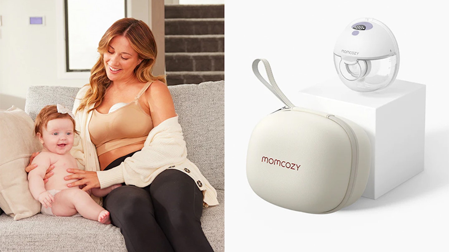 mum using the momcozy m5 breast pump